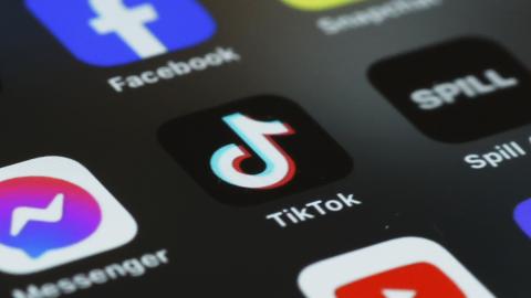 The TikTok app on a phone surrounded by American social media apps. (Michael M. Santiago via Getty Images)