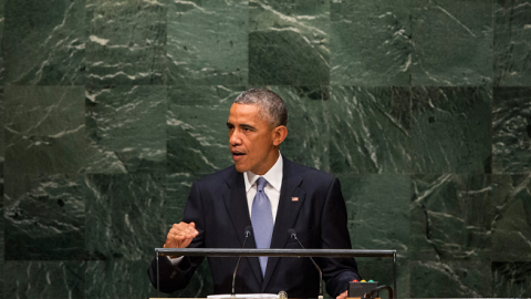 U.S. President Barack Obama speaks at the 69th United Nations General Assembly at United Nations Headquarters on September 24, 2014 in New York City. (Andrew Burton/Getty Images)
