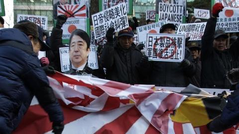 South Korean protesters during an anti-Japan rally in front of the Japanese embassy on December 27, 2013 in Seoul, South Korea. (Chung Sung-Jun/Getty Images)