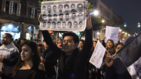 People demonstrate against the presumed massacre of 43 students, in Mexico City, on November 20, 2014. (YURI CORTEZ/AFP/Getty Images)