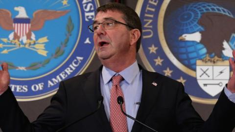 U.S. Secretary of Defense Ash Carter delivers remarks while visiting the NSA and command headquarters March 13, 2015 in Fort Meade, MD. (Chip Somodevilla/Getty Images)