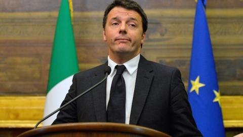 Italian PM Matteo Renzi gives a press conference on February 19, 2014, at Montecitorio Palace, Rome. (ANDREAS SOLARO/AFP/Getty Images)