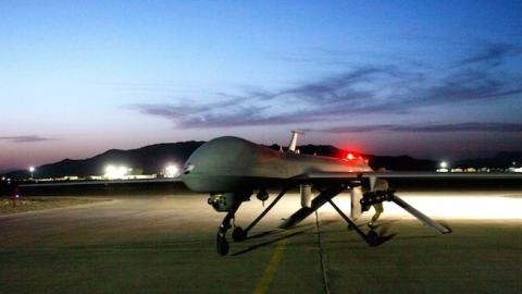 US military Predator drone in Kandahar, southern Afghanistan, May 2, 2006. (Veronique de Viguerie/Getty Images)