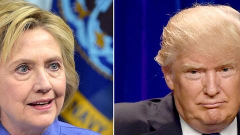 Democratic presidential candidate Hillary Clinton (L)on June 15, 2016 and presumptive Republican presidential nominee Donald Trump on June 13, 2016. DSK/AFP/Getty Images)