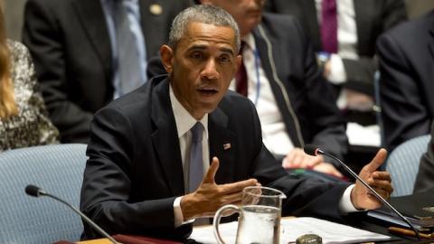 US President Barack Obama, chairs a special meeting of the UN security council during the 69th Session of the UN General Assembly on September 24, 2014 in New York. (ALAIN JOCARD/AFP/Getty Images)