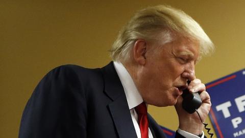 Republican presidential candidate Donald Trump at a phone bank prior to a rally on September 12, 2016 at U.S. Cellular Center in Asheville, North Carolina. (Brian Blanco/Getty Images)
