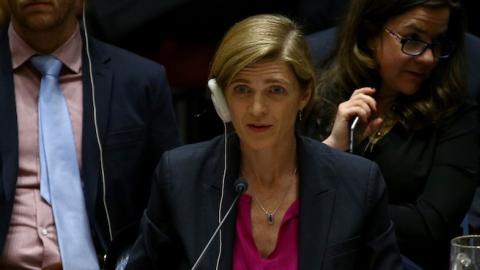 United States permanent Ambassador to the United Nations, Samantha Power attends the United Nations Security Council meeting in New York, United States on December 23, 2016. (Volkan Furuncu/Anadolu Agency/Getty Images)