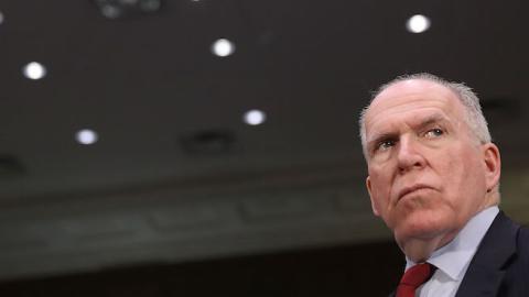 Central Intelligence Agency Director John Brennan arrives to testify before the Senate (Select) Intelligence Committee in the Dirksen Senate Office Building on Capitol Hill January 10, 2017 in Washington, DC. (Joe Raedle/Getty Images)