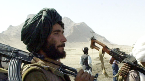 Taliban gunmen control Kandahar-Herat Highway, near Kandahar on October 31, 2001. (Banaras Khan/AFP via Getty Images)