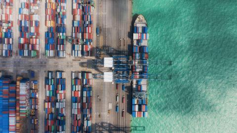 Aerial view of Guangzhou port