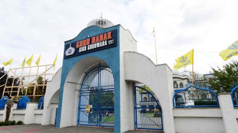 The Guru Nanak Sikh Gurdwara temple in Surrey British Columbia, Canada, on September 19, 2023. (Don MacKinnon/AFP via Getty Images)