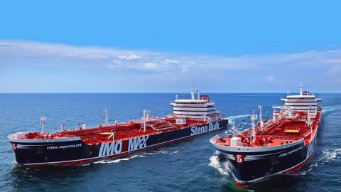 The tankers Stena Immaculate and Stena Imperative, which have been reflagged as US registered vessels with US crews. (Courtesy of Crowley Maritime)