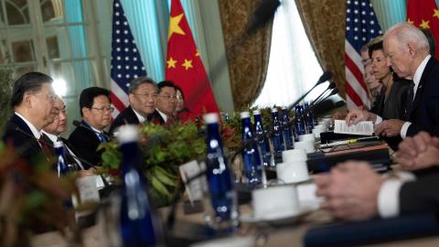 United States President Joe Biden meets with Chinese President Xi Jinping during the Asia-Pacific Economic Cooperation Leaders' week in Woodside, California, on November 15, 2023. (Brendan Smialowski/AFP via Getty Images)