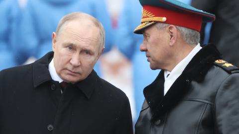 Russian President Vladimir Putin listens to Defence Minister Sergei Shoigu on February 23, 2024, in Moscow, Russia. (Photo by Contributor/Getty Images)