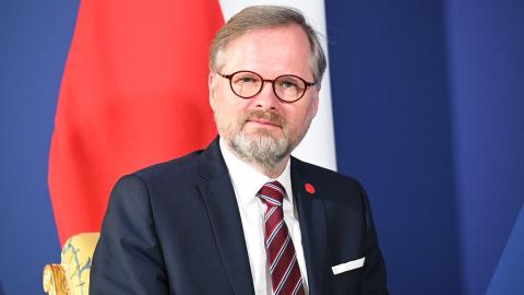 Prime Minister of the Czech Republic Petr Fiala on March 8, 2022, in London, England. (Photo by Leon Neal/Getty Images)