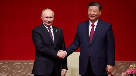 Vladimir Putin and Xi Jinping attend a concert in Beijing on May 16, 2024. (Photo by Alexander Ryumin/AFP via Getty Images)