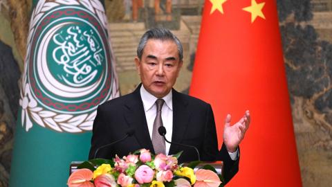 Wang Yi speaks at a press conference on May 30, 2024, in Beijing, China. (Photo by Wang Zhao-Pool/Getty Images)