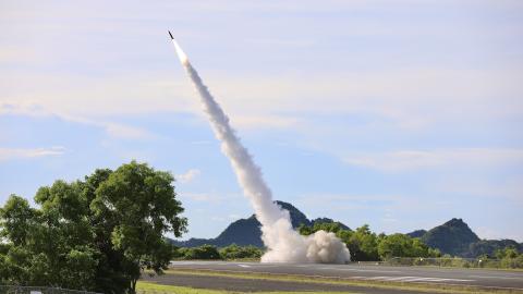 A Tennessee National Guard regiment employs the US Army Autonomous Multi-Domain Launcher (AML) and the Precision Strike Missile (PrSM) on June 16, 2024, in Palau. (US Army)