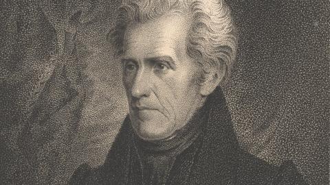 Engraving of President Andrew Jackson, based on drawing done on September 23, 1829. (Library of Congress)