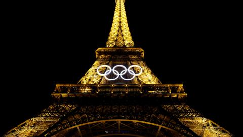 A view of the Eiffel Tower ahead of the Paris 2024 Olympic Games on July 22, 2024. (Michael Reaves via Getty Images)