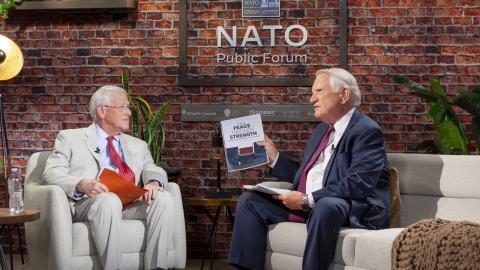 Hudson President and CEO John Walters and Senator Roger Wicker at the NATO Public Forum on July 10, 2024, in Washington, DC. (Photo by Madeline Yarbrough)