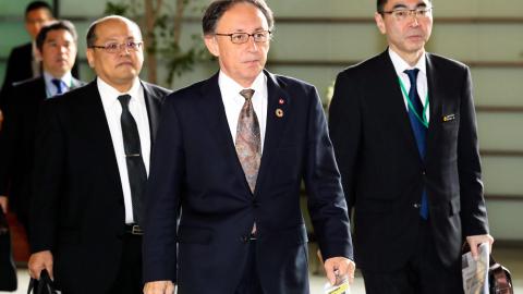 Okinawa Prefecture Governor Denny Tamaki is seen at the prime minister's official residence on March 19, 2019, in Tokyo, Japan. (The Asahi Shimbun via Getty Images)