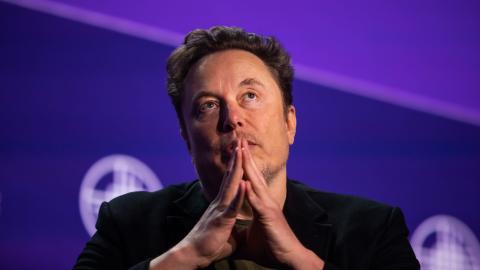 Elon Musk speaks at the Milken Institute's Global Conference on May 6, 2024, in Beverly Hills, California. (Apu Gomes via Getty Images)