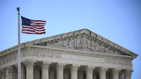 A view of the US Supreme Court on July 1, 2024, in Washington, DC. Donald Trump on Monday hailed a "big win" for democracy after the US Supreme Court ruled that presidents have presumptive immunity for official acts -- a decision set to delay his trial for conspiring to overturn his 2020 election loss. (Drew Angerer/AFP via Getty Images)