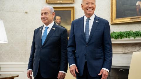 Joe Biden meets with Benjamin Netanyahu at the White House on July 25, 2024, in Washington, DC. (Andrew Harnik via Getty Images)