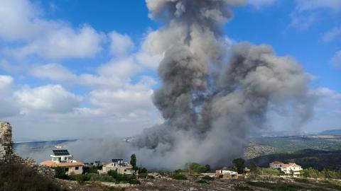 Smoke ascends after an Israeli air raid on the town of Shamaa (Chamaa) in southern Lebanon on August 1, 2024, amid ongoing cross-border clashes between Israeli troops and Hezbollah fighters. Israel's Prime Minister said on August 1, that Israel was prepared for any "aggression" against it following threats of retaliation for the killings of top Hamas and Hezbollah figures. (Photo by KAWNAT HAJU / AFP) (Photo by KAWNAT HAJU/AFP via Getty Images)