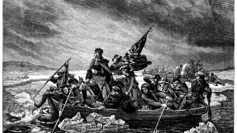 An antique illustration of Washington in Delaware. (Getty Images)