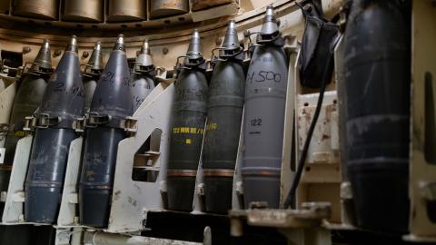 Ukrainian soldiers await orders to fire from a 2S1 on September 26, 2024, in Chasiv Yar, Ukraine. (Pierre Crom via Getty Images)