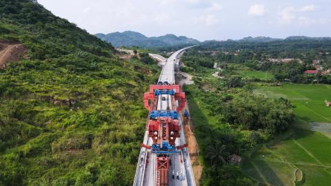 Construction site of the Jakarta-Bandung High-Speed Railway on October 16, 2022, in Purwakarta, Indonesia. (Xu Qin/Xinhua via Getty Images)