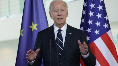 Joe Biden announces an aid package for Ukraine on October 18, 2024, in Berlin, Germany. (Sean Gallup via Getty Images)