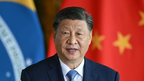 China's President Xi Jinping speaks in Brasilia on November 20, 2024. (Evaristo Sa/AFP via Getty Images)