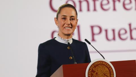 Claudia Sheinbaum speaks at the National Palace on December 3, 2024, in Mexico City, Mexico. (Carlos Santiago/Pixelnews/Future Publishing via Getty Images)