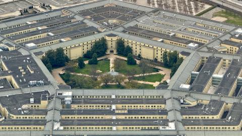 Aerial view of the Pentagon in Washington, DC,on March 31, 2024. Home to the US Defense Department, the Pentagon is one of the world's largest office buildings. (Photo by Daniel SLIM / AFP) (Photo by DANIEL SLIM/AFP via Getty Images)