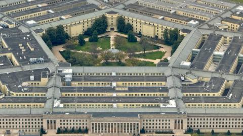 Aerial view of the Pentagon in Washington, DC,on March 31, 2024. Home to the US Defense Department, the Pentagon is one of the world's largest office buildings. (Photo by Daniel SLIM / AFP) (Photo by DANIEL SLIM/AFP via Getty Images)