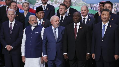 World leaders gather for the second day of the G20 Summit in Rio de Janeiro, Brazil, on November 19, 2024. (Leah Millis/AFP via Getty Images)