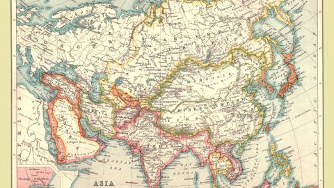 Map of Asia from 1902 showing Arabia, Persia, the Indian Subcontinent, Indochina, and the Chinese Empire. (The Print Collector via Getty Images)