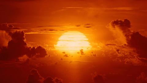 Apache test detonation on Enewetak Atoll in the Pacific Ocean on July 8, 1956. (Getty Images)