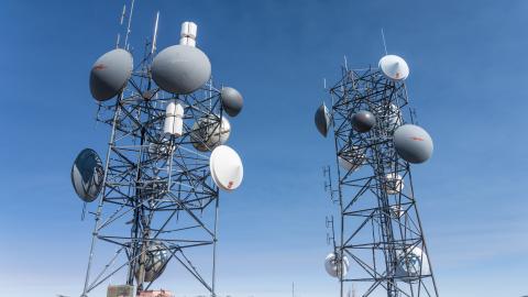 Telecommunications towers on top of Monroe Peak on the Sevier Plateau in central Utah. (Jon G. Fuller/VW Pics/Universal Images Group via Getty Images)