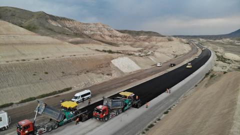 Construction of roads and railways that will pass through the Zangezur Corridor continues in Zangilan, Azerbaijan, on October 9, 2023. (Resul Rehimov via Getty Images)
