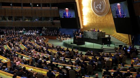 President Donald Trump speaks during the United Nations General Assembly on September 23, 2025, in New York City. (Getty Images)