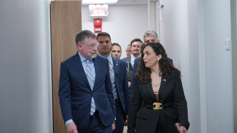 President of Kosovo Dr. Vjosa Osmani Sadriu visited Hudson to highlight the importance of American leadership for peace and stability in Europe.