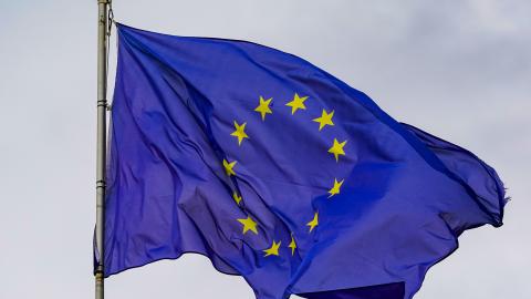 The European Union flag is displayed U-Power Stadium in Monza, Italy, on September 27, 2025. (Getty Images)