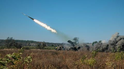 A Ukrainian multiple rocket launcher BM-27 Uragan fires on Russian positions on October 3, 2025, in Donetsk Oblast, Ukraine. (Getty Images)