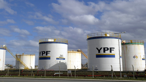 YPF (Yacimientos Petroliferos Fiscales) gasoline tanks are seen in Rio Gallegos, Santa Cruz, some 2500 kms south west of Buenos Aires, on October 23, 2011 (JUAN MABROMATA/AFP/Getty Images)
