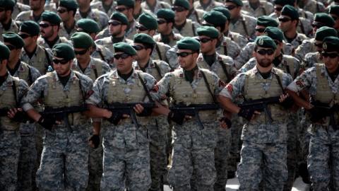 Iranian army's special forces march during the Army Day parade in Tehran on April 18, 2013. (BEHROUZ MEHRI/AFP/Getty Images)