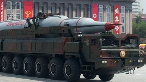 A North Korean Taepodong-class missile is displayed during a military parade in Pyongyang on July 27, 2013. (Ed Jones/AFP/Getty Images)